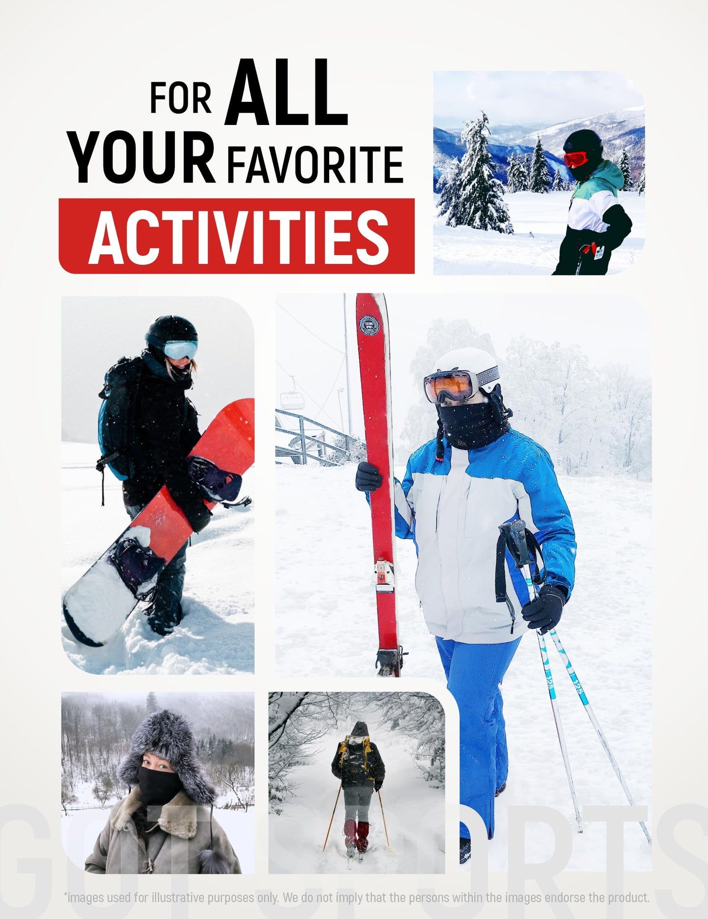 GOT Sports Polar Fleece Nackenwärmer - Doppellagige Winter Ski Gesichtsmaske - Nackengamasche Schal zum Skifahren, Snowboarden, Laufen (Schwarz)