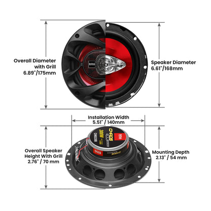 BOSS Audio Systems CH6530 Chaos Series 6,5 Zoll Auto Lautsprecher - 300 Watt (Paar), 3 Wege, Full Range, Hochtöner, Koaxial, Paarweise verkauft