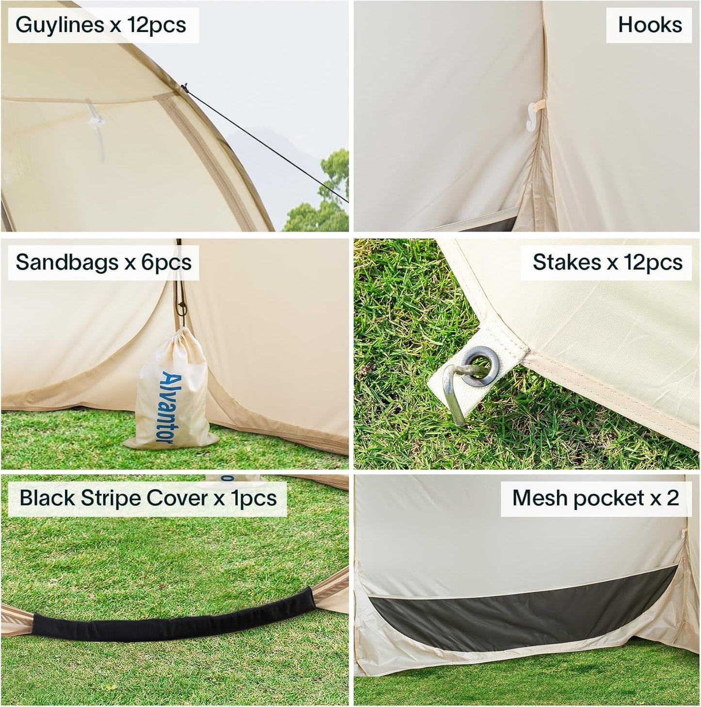 Alvantor Pop Up Screen House Tent, Instant Outdoor Gazebo with Mosquito Netting & UPF 50+ Sun Protection, Portable Canopy Shelter for Patio, Backyard, Camping (2-10 Person)