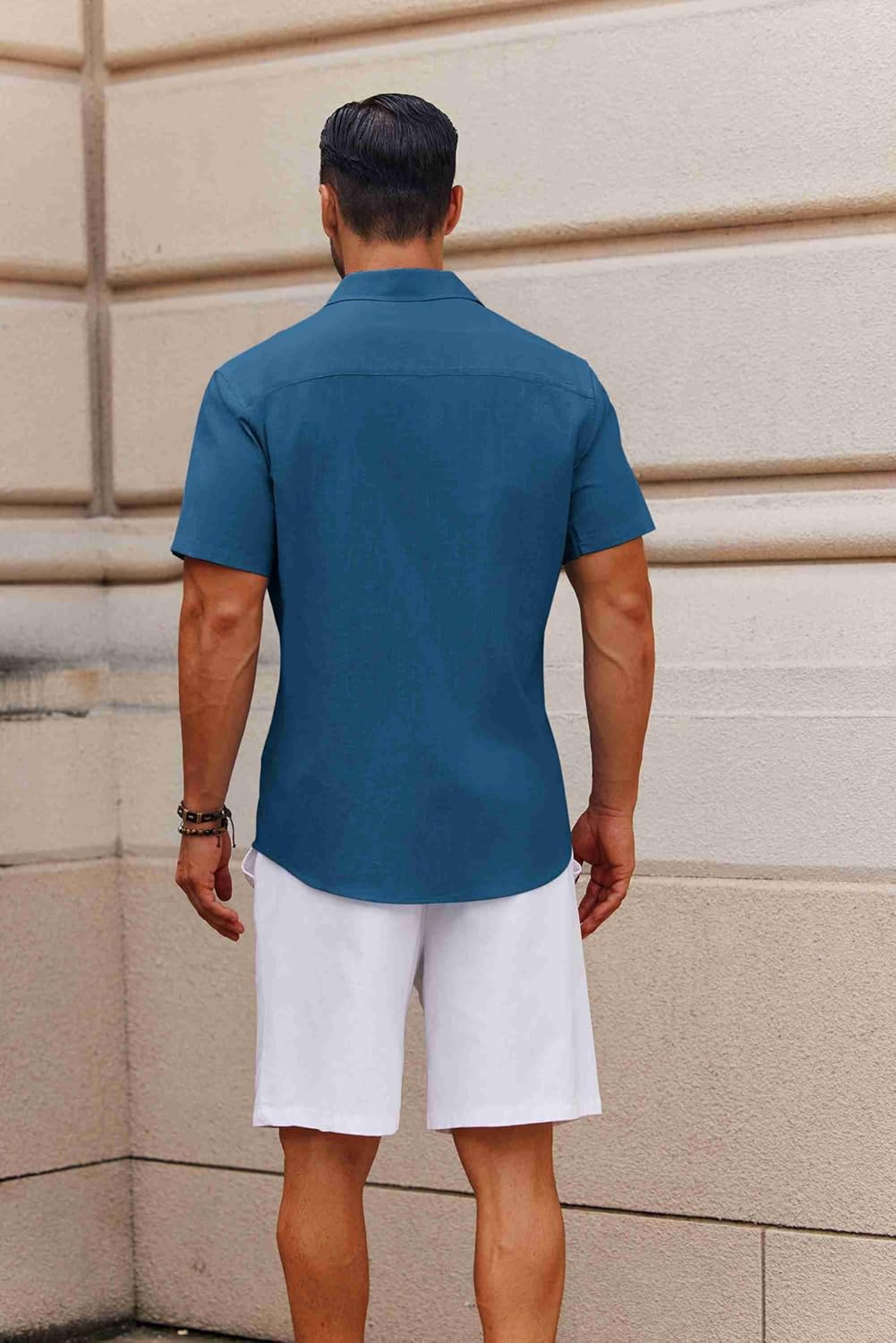 COOFANDY Herren Button-Down Hemden Kurzarm Freizeit Baumwolle Sommer Strand Hochzeitshemden