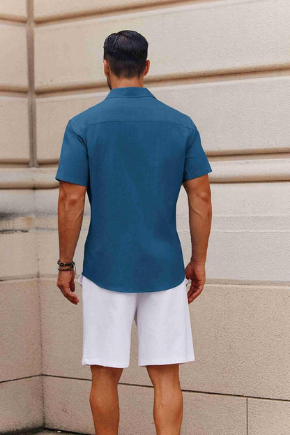 COOFANDY Herren Button-Down Hemden Kurzarm Freizeit Baumwolle Sommer Strand Hochzeitshemden