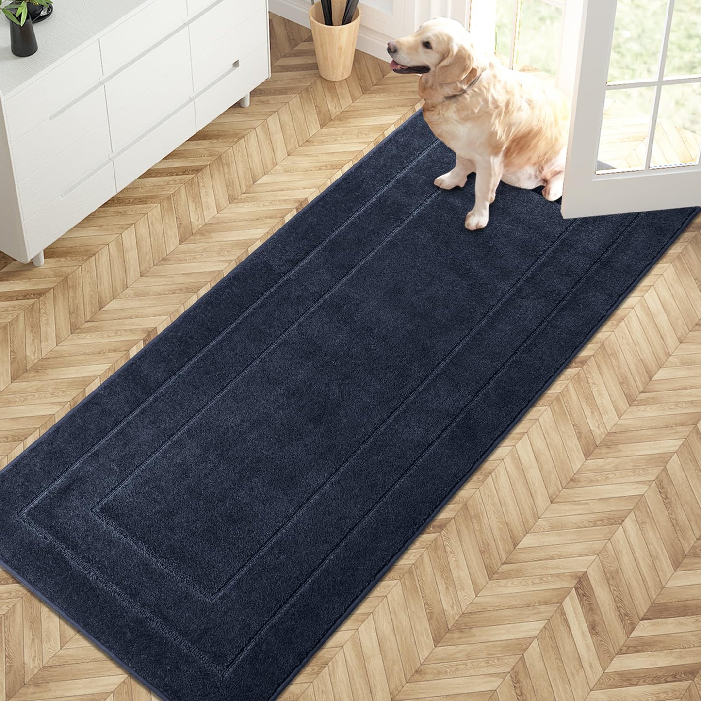 PURRUGS Dirt Trapping Door Mat 32" x 70", Non-Slip/Skid Machine Washable Entryway Rug, Dog Doormat, Super Absorbent Welcome Mat for Muddy Wet Shoes and Paws, Grayish Brown