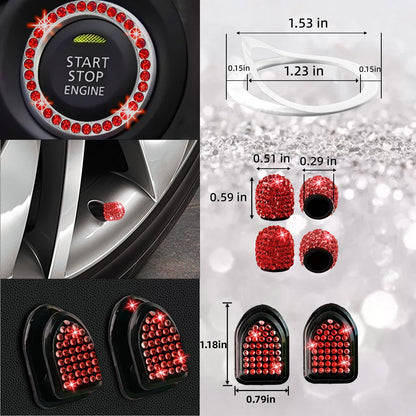 NBTEPEM 27-Piece Bling Car Accessories Set - Universal Fit Steering Wheel Covers, License Plate Frames, Phone Holder, Car Fast Charger, Coasters (Pink)