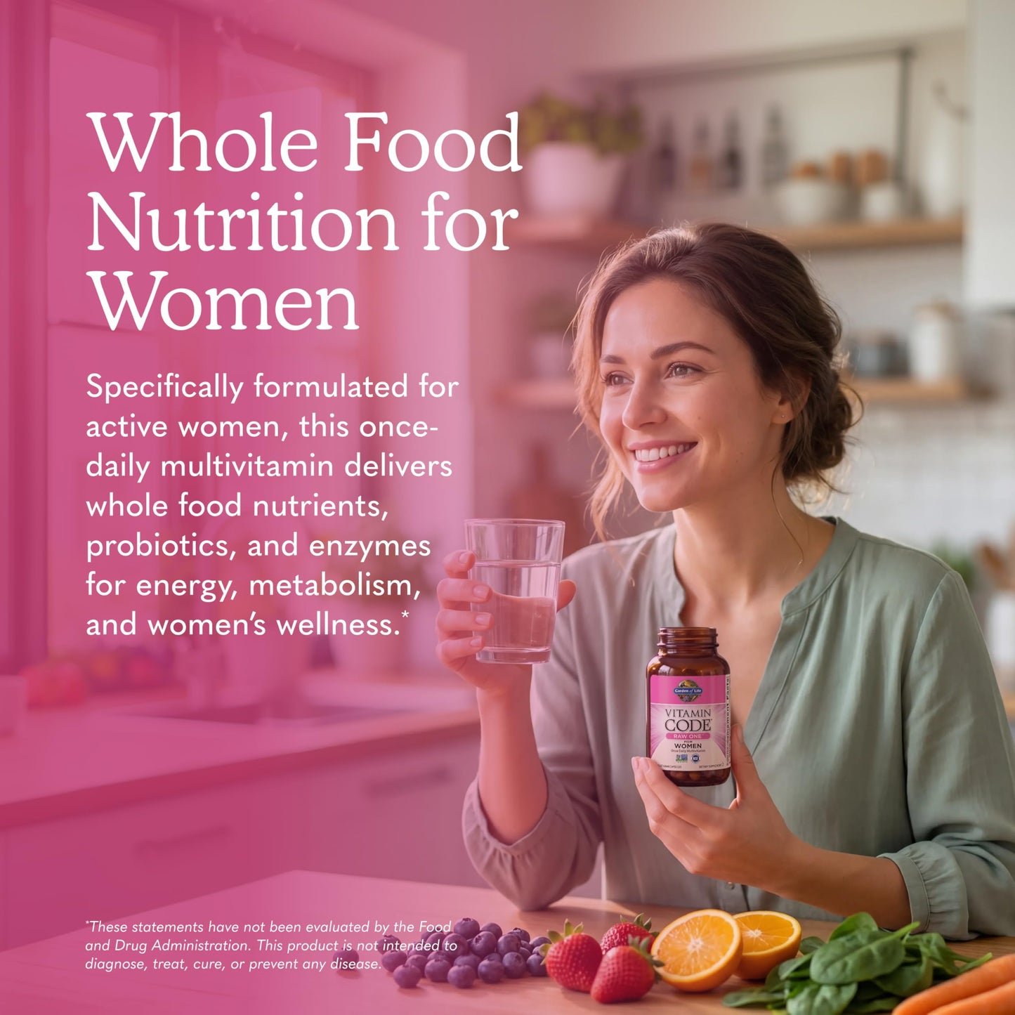 Garden of Life Vitamin Code Raw One for Women, Once Daily Women's Multivitamin - 75 Capsules, One a Day Vitamins Whole Food Iron, Probiotics for Digestive Health, Gluten Free Vegetarian, (Pack of 6)