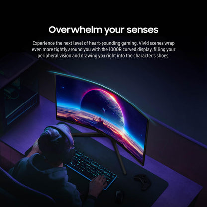 SAMSUNG 32" Odyssey G55C Series QHD 1000R Curved Gaming Monitor, 1ms(MPRT), HDR10, 165Hz, AMD Radeon FreeSync, Eye Care, Glare Free, Sharp Resolution LS32CG550ENXZA