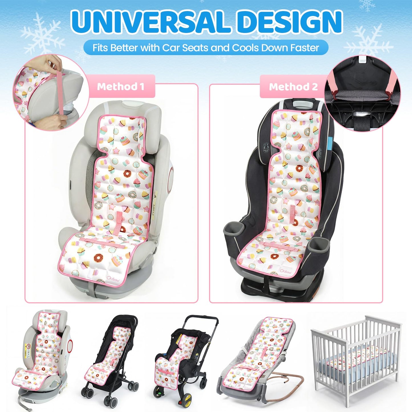 Orzbow Car Seat Cooling Pad with Insulated Bag, Carseat Cooler Pad for Babies Toddler Kids Infant, Portable Baby Cooling Pad for Hot Summer to Keep Comfortable, Blue