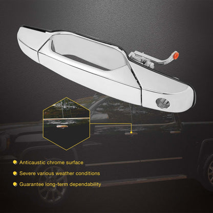 Außenliegender Chrom-Türgriff vorne links Fahrerseite | Ersatz für 2007-2013 Chevy Silverado Suburban Tahoe Avalanche GMC Sierra Yukon Cadillac Escalade | Ersetzt# 20828258, 22738721, 25960525