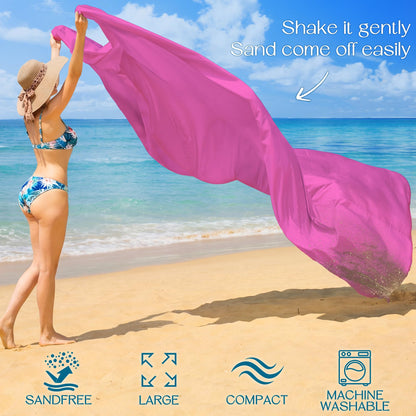 BYDOLL Beach Blanket Waterproof Sandproof Large Sand Free,78''X81''/10'X9' Oversized Sandless Lightweight Blanket Picnic Mat for Beach Travel Camping Hiking with Stakes