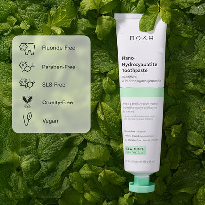 Boka Fluoridfreie Zahnpasta, Nano-Hydroxyapatit-Zahnpasta, geeignet für empfindliche Zähne – für Erwachsene, Kinder Mundpflege – Ela Mint Geschmack, 113 g (4 Fl Oz) 1 Stk