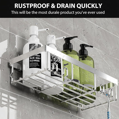 Moforoco Shower Caddy Shelf Organizer Rack, Self Adhesive Black Bathroom Shelves Basket, Home Farmhouse Wall Shower Inside Organization and Storage Decor Rv Accessories, First Apartment Essentials