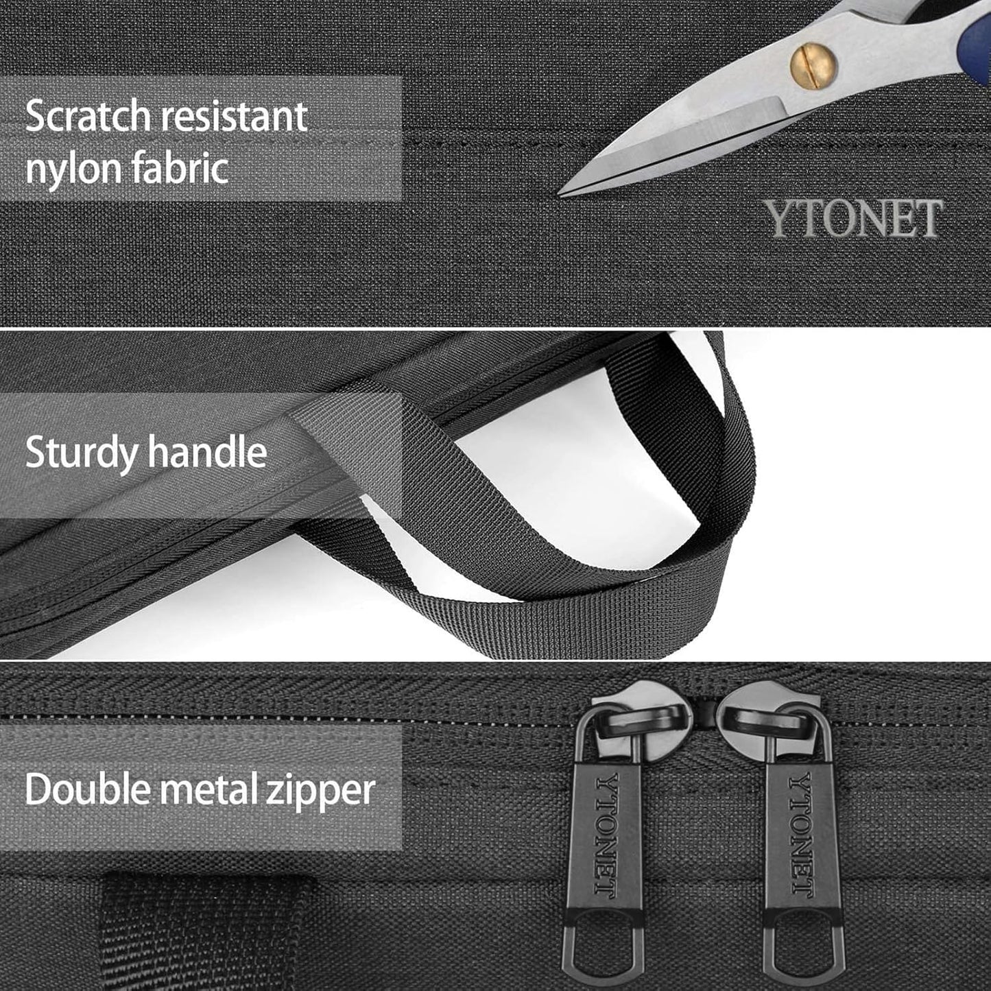 Funda para portátil Ytonet, bolsa para portátil TSA de 15.6 pulgadas, funda para portátil resistente al agua, bolsa de transporte para ordenador compatible con portátiles Lenovo, HP, Dell, Asus, regalos para hombres y mujeres, gris