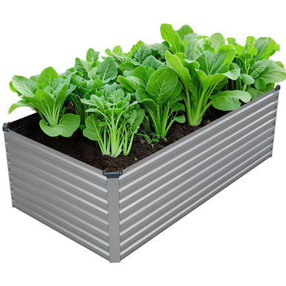 DIIYIV Galvanized Raised Garden Bed Kit Outdoor Patio,6x3x2ft Large Rectangular Metal Planter Boxes,Deep Root Box Planter for Gardening,Vegetables,Flowers,Herbs-Silver