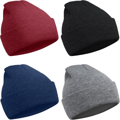 MENOLY Kinder Wintermütze, 4er Pack Winter-Beanies Stretch-Mütze Strickmütze Beanie Mütze für Mädchen Jungen