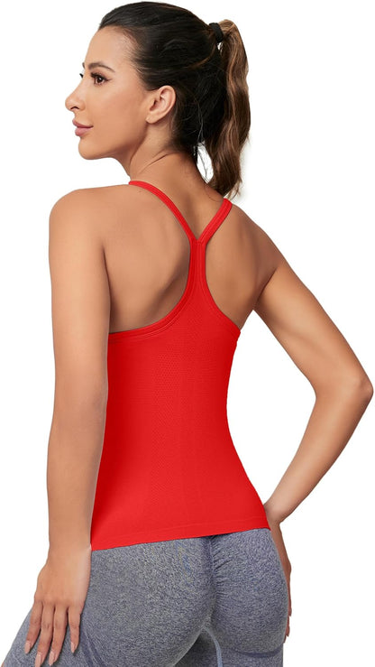 MathCat Workout Tank Tops für Damen mit integriertem BH, ärmellose Gym Tops Nahtlose Racerback Athletic Yoga Shirts