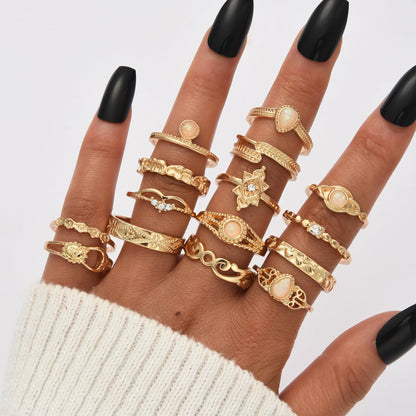 FAXHION 24-60 Pcs Gold Stackable Rings for Women, Knuckle Rings Chunky Gold Ring Set Dainty Stacking Cute Rings, Multiple Sizes Cute Jewelry Set Gift
