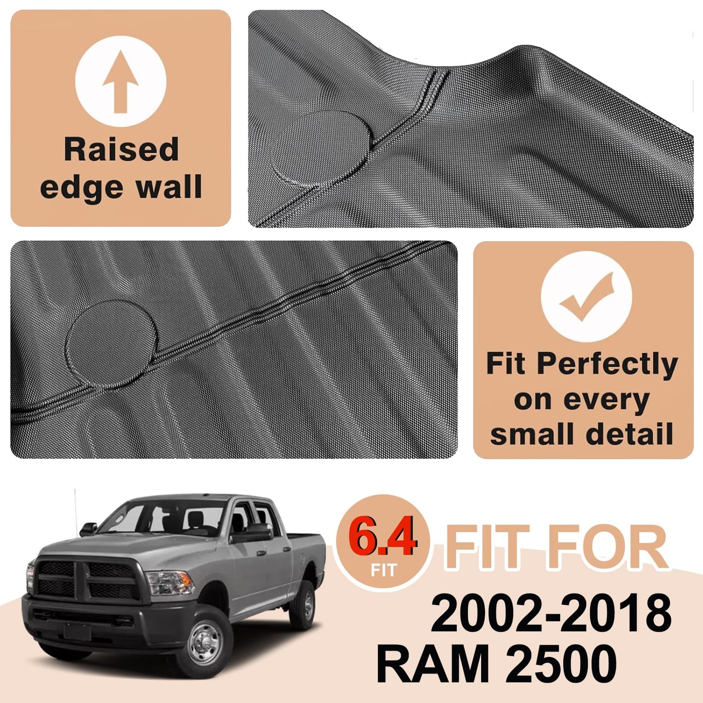 TripleAliners Truck Mat Compatible with 2019-2026 Chevy Silverado 1500 / GMC Sierra 1500 6.6FT Accessories, Truck Bed Mat Heavy Duty Custom Fit All Weather Protection TPE Pickup Liner, Standard Bed