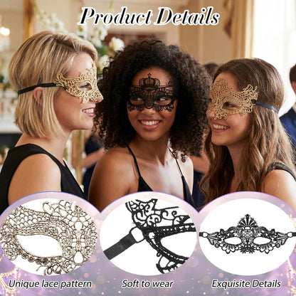 8Pcs Mardi Gras Masquerade Mask for Women Vintage Antique Lace Venetian Mask for Halloween Masquerade Party
