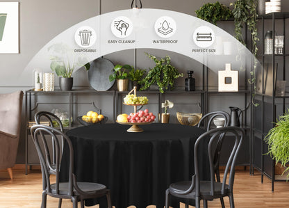 Utopia Kitchen Einweg-Tischdecke aus Kunststoff (12er Pack – 137x274 cm) Weiß Rechteckige Tischdecke Wasserdicht Schmutzabweisend Party-Tischdecke