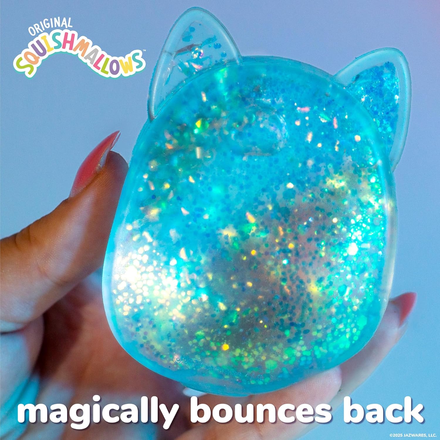 Original Squishmallows™ SLIMYGLOOP Blue Gelli Gels™, Slow Rising Sensory Squeeze Toy with Glitter, Gel Filled Fidget Toys