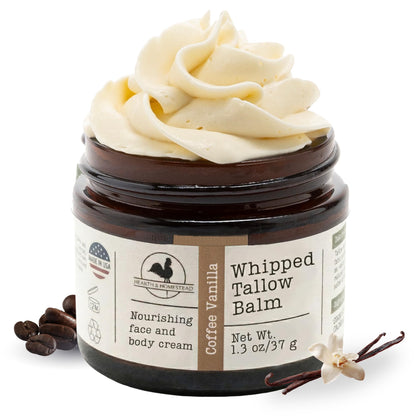 Hearth & Homestead Whipped Beef Tallow for Skin & Face - 100% Grass Fed, Eczema Cream & Body Butter - Organic Olive Oil, Calendula & Rose - Lotion & Hand Moisturizer for Dry Skin, Unscented, 1.3oz