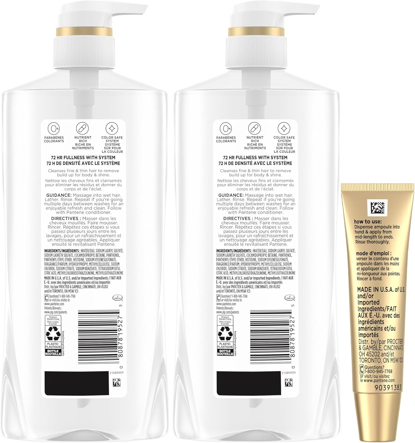 Pantene Sheer Volume 72 HR Fülle Shampoo, 355 ml