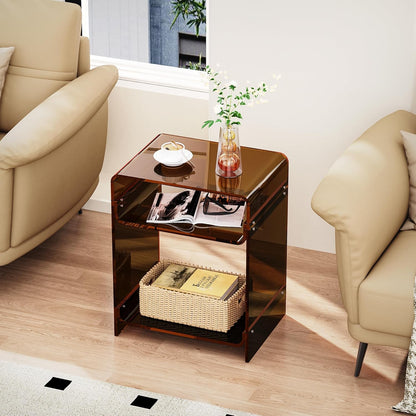 Acrylic Side Table with Storage Shelf - A Perfect Blend of Elegance and Practicality