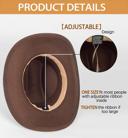 Cowboyhut für Jungen Mädchen Western Filzhut Fedora für Kinder 3-6 Jahre
