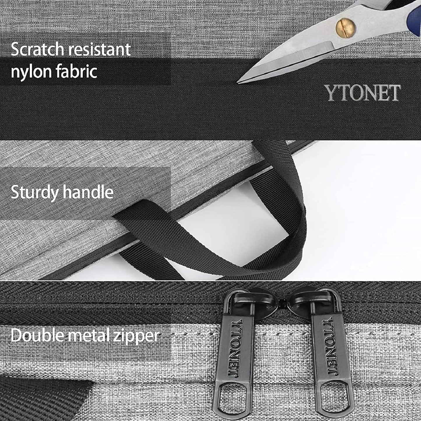 Funda para portátil Ytonet, bolsa para portátil TSA de 15.6 pulgadas, funda para portátil resistente al agua, bolsa de transporte para ordenador compatible con portátiles Lenovo, HP, Dell, Asus, regalos para hombres y mujeres, gris