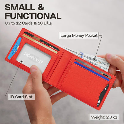 Schlankes RFID-Portemonnaie für Herren – Minimalistisches Portemonnaie für Männer mit Geldklammer, fasst 12 Karten – Langlebiges Leder-Carbonfaser-Herrenportemonnaie – Perfektes Geschenk für Männer (Geldklammer, schwarzes Carbon)