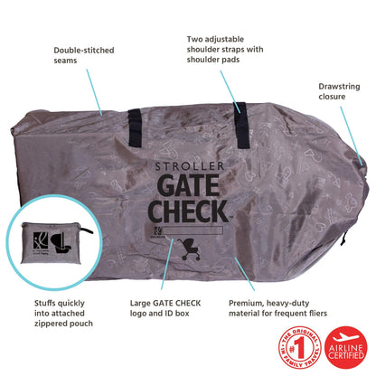 J.L. Childress Gate Check Bag for Single & Some Double Strollers - Travel Bag for Airplane, Fits Most Standard Baby Strollers, Airport Accessories Gate Check, Flying Essentials - Neon Blue