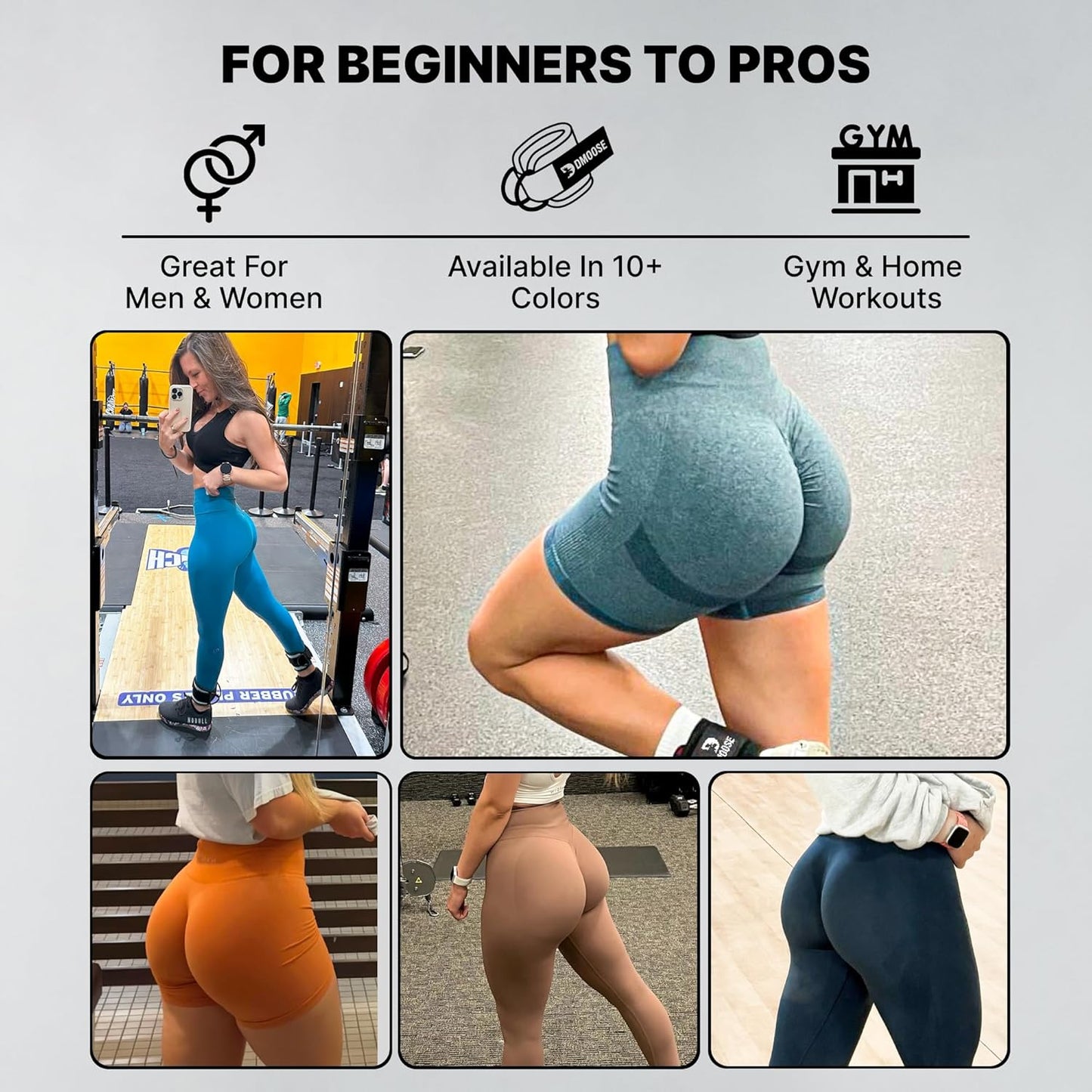 DMoose Ankle Strap for Cable Machine - One Size Fit with Premium Padding, Workout Kickback Ankle Cuffs, Ankle Bands for Working Out, Booty Workouts, Leg Extension, Hip Abductors & Lower Body Exercises