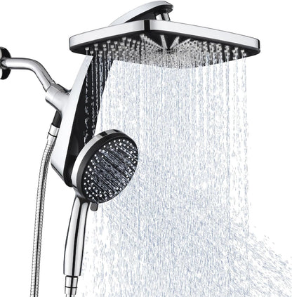 BOZYBO Rain Shower Head with Handheld: High Pressure Shower Heads with Handheld Spray Combo, 12" Rainfall Shower Head and 9 Sprays Hand Showerheads with Magnetic Docking and Power Jets, Chrome