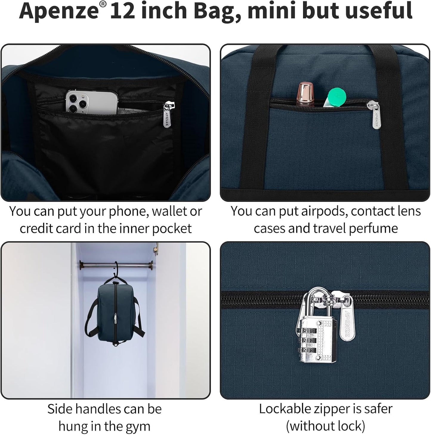 Kleine Sporttasche 18 Zoll Handgepäck Reisetasche für Wochenendtrips Sport-Schwarz