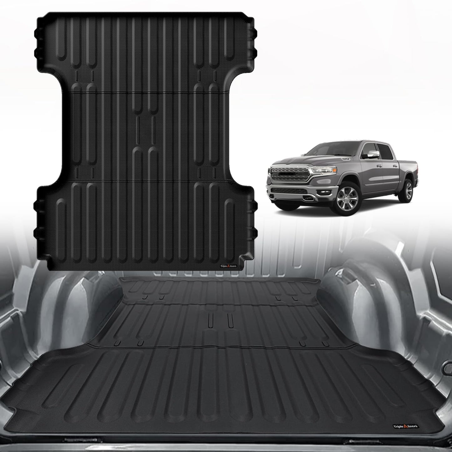 TripleAliners Truck Mat Compatible with 2019-2026 Chevy Silverado 1500 / GMC Sierra 1500 6.6FT Accessories, Truck Bed Mat Heavy Duty Custom Fit All Weather Protection TPE Pickup Liner, Standard Bed