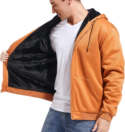 Herren-Hoodie, schweres Fleece-Futter, verdickt, warm, mit Kängurutasche für Outdoor und Freizeit
