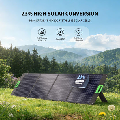 100W Portable Solar Panel, 23.5% High Efficiency ETFE Foldable Solar Charger for Power Station Generator, IP65 Waterproof with Kickstands, 18V Output for RV Camping Van Off-Grid Outdoor