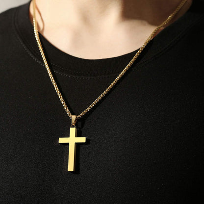 P. Blake Edelstahl Kreuz Anhänger Halskette für Männer Jungen, Christliches Kreuz Anhänger mit 61 cm Kette
