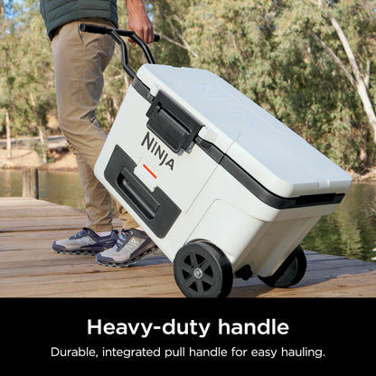 Ninja FrostVault 45QT Cooler with Wheels | Insulated with Temp Dry Storage Drawer | Keeps Ice Cold for Days | for The Beach, Camping, Picnics & More | Halocline Green | FB245TL