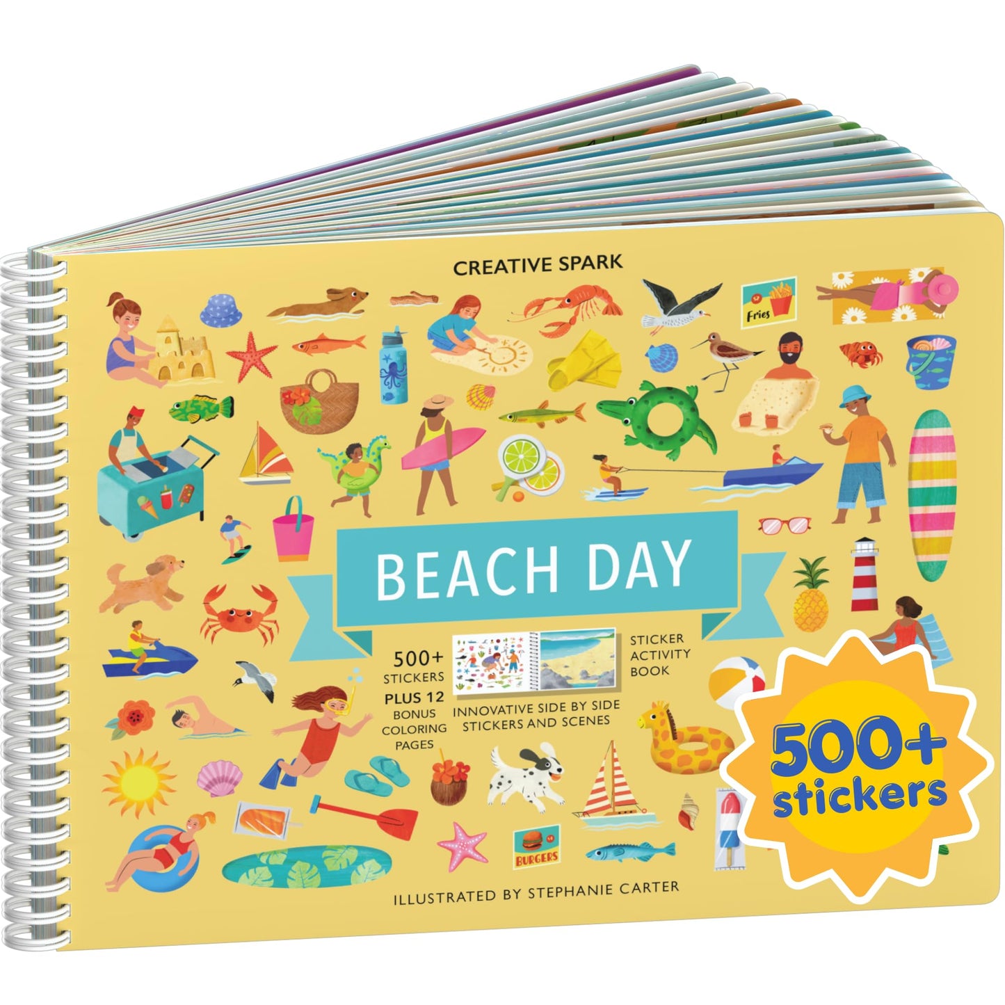 CUPKIN Animals Habitat 500+ Kids Sticker Book Toddler Airplane Travel Activity Coloring and Sticker Book, Road Trip Essentials, 12 Coloring Pages + 12 Scenes for Ages 2–8 Years
