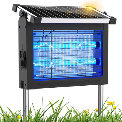Solar Bug Zapper Outdoor, Waterproof Mosquito Zapper Outdoor Solar Powered, 4500V Electric Bug Zapper Indoor w/Smart Light Sensor, Mosquito Trap Fly Zapper for Patio Kitchen Garage Yard Camping