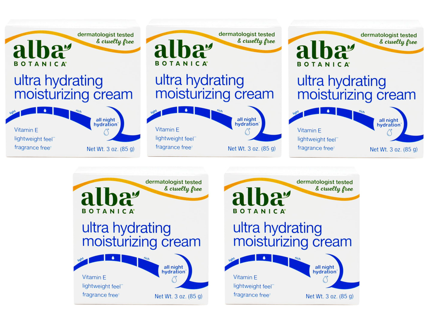 Alba Botanica Hawaiian Moisture Cream, Soothing Jasmine & Vitamin E 3 oz (Pack of 6)