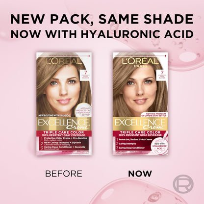 L'Oréal Paris Excellence Crème Permanente Haarfarbe, dreifache Pflegehaarfarbe mit Hyaluronsäure für 100% Grauabdeckung, 4AR Dunkles Schokobraun, 1 Packung (Verpackung kann variieren)