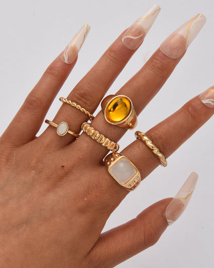 FAXHION 24-60 Pcs Gold Stackable Rings for Women, Knuckle Rings Chunky Gold Ring Set Dainty Stacking Cute Rings, Multiple Sizes Cute Jewelry Set Gift