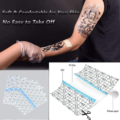 Tattoo-Nachsorgeverband – Wasserdichtes Pflaster zum Hautschutz – „Zweite Haut“ Verband zur Wundheilung – Transparente Tattoo-Folie – Sterile und sichere Klarsicht-Verbandsrolle für Tattoo-Zubehör