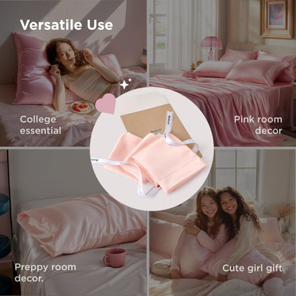 Bedsure Satin Pillow Case Queen Size 2 Pack, Similar to Silk Pillow Cases, Silky Pillowcase Covers for Hair and Skin with Envelope Closure, Gifts for Women Men, Grey, 20x30 Inches