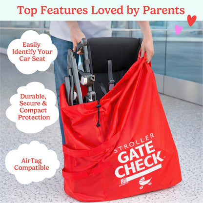 J.L. Childress Gate Check Bag for Single & Some Double Strollers - Travel Bag for Airplane, Fits Most Standard Baby Strollers, Airport Accessories Gate Check, Flying Essentials - Neon Blue