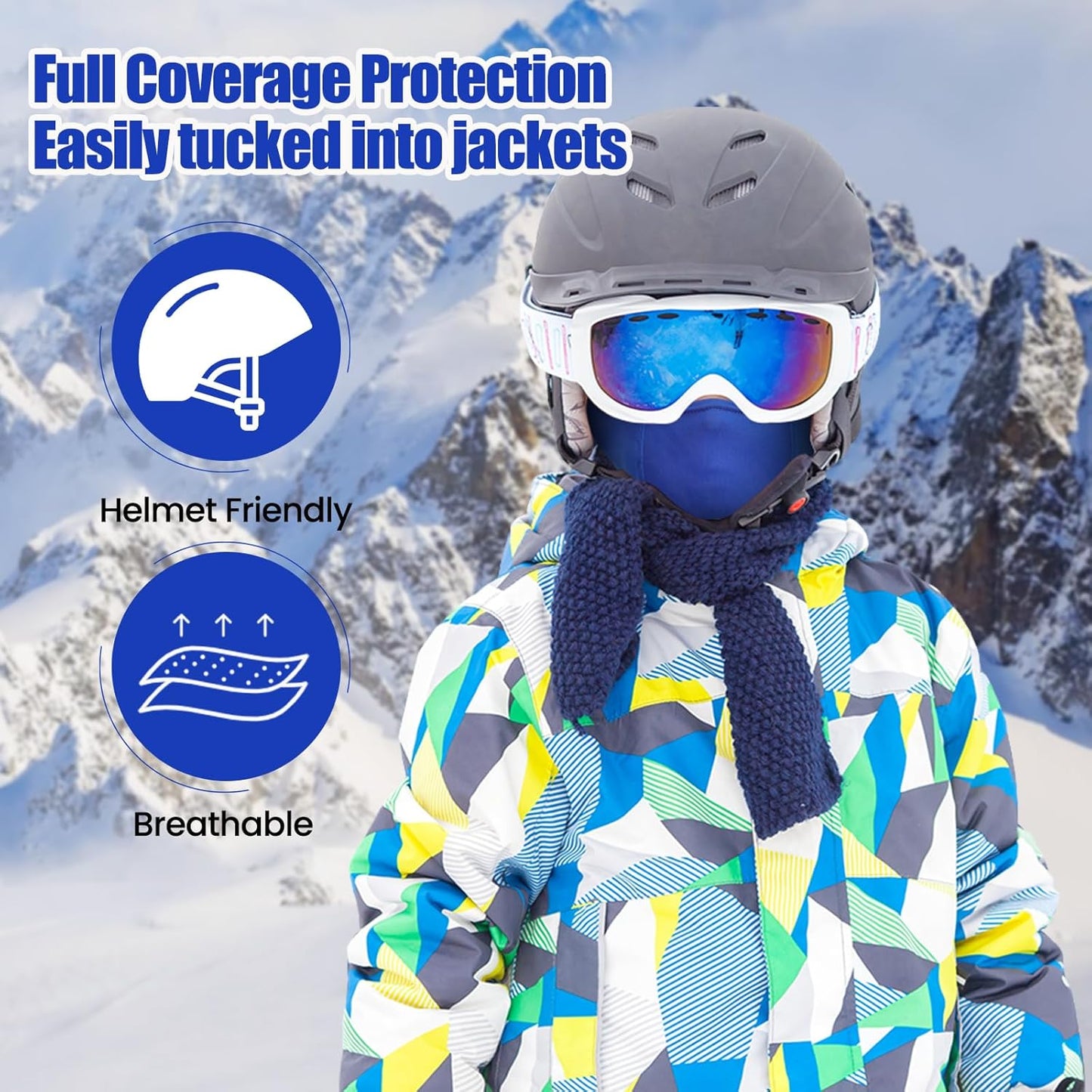Kinder Sturmhaube Skimaske Kinder Schal Kinder Fleece Nackenwärmer Kälteschutz Gesichtsmaske für Jungen Mädchen Schwarz