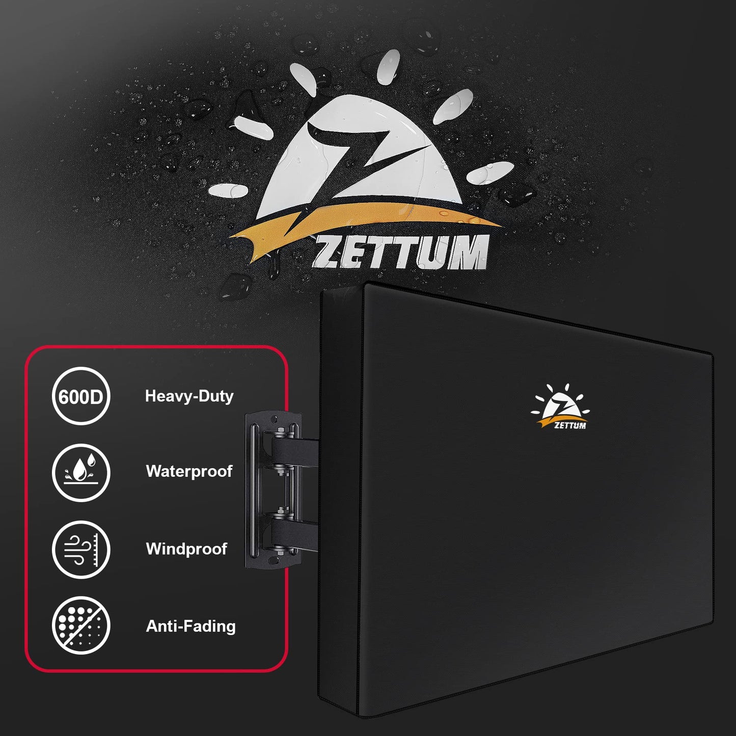 Zettum Outdoor TV Cover 58 Inch - 600D TV Cover Weatherproof & Waterproof for 55 to 58 Inch Outdoor TV, Heavy Duty TV Enclosure Protector for Outside Flat Screen TV (Size: 55"L x 6"D x 36"H)