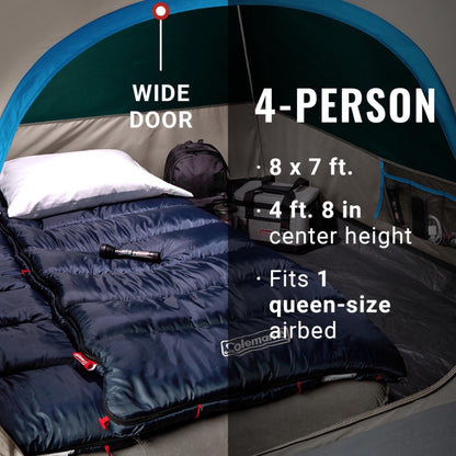 Coleman Skydome Tent with 5 Minute Setup, 2/4/6/8-Person Weatherproof Tent with Rainfly & Carry Bag, 20% More Headroom Than Traditional Canopies