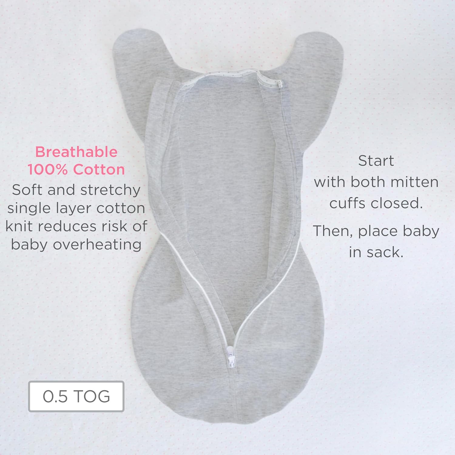 SwaddleDesigns Swaddle Sack with Arms Up Half-Length Sleeves and Mitten Cuffs,
